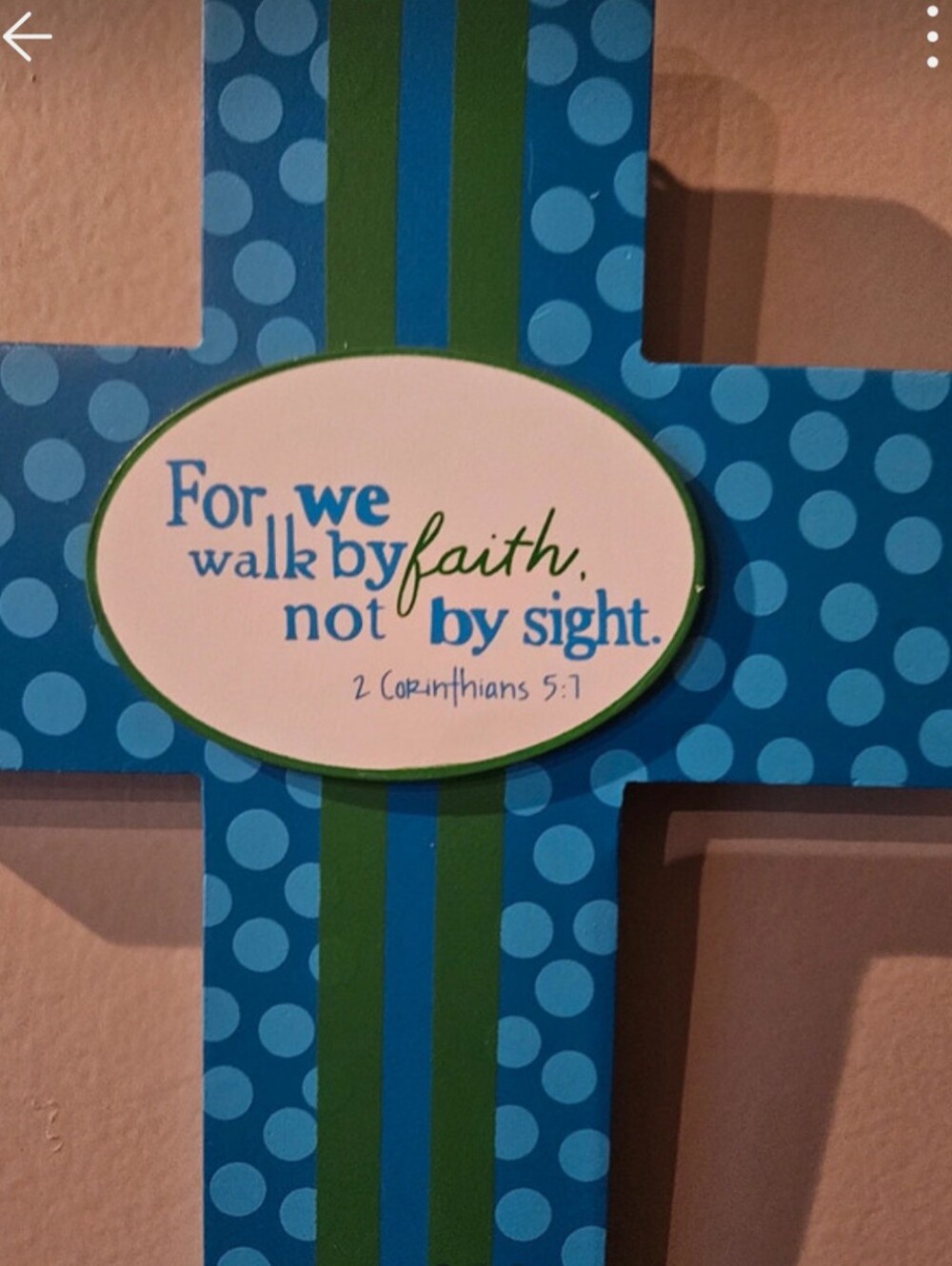 Inspirational Faith Wall Cross - Blue & Green
